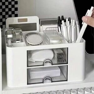 White Storage Organizer with Drawers for office desks or makeup